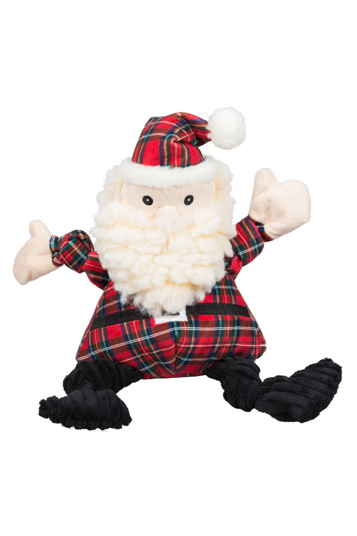 Huggle Hounds HuggleFleece Santa Knottie w/ Tartan | Dog Toy | Size: Large
