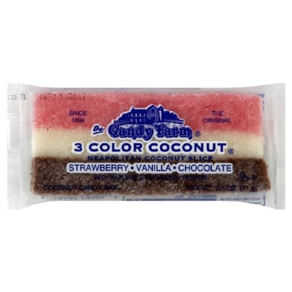 The Candy Farm 3 Color Coconut Candy Bar - Strawberry, Vanilla, Chocolate