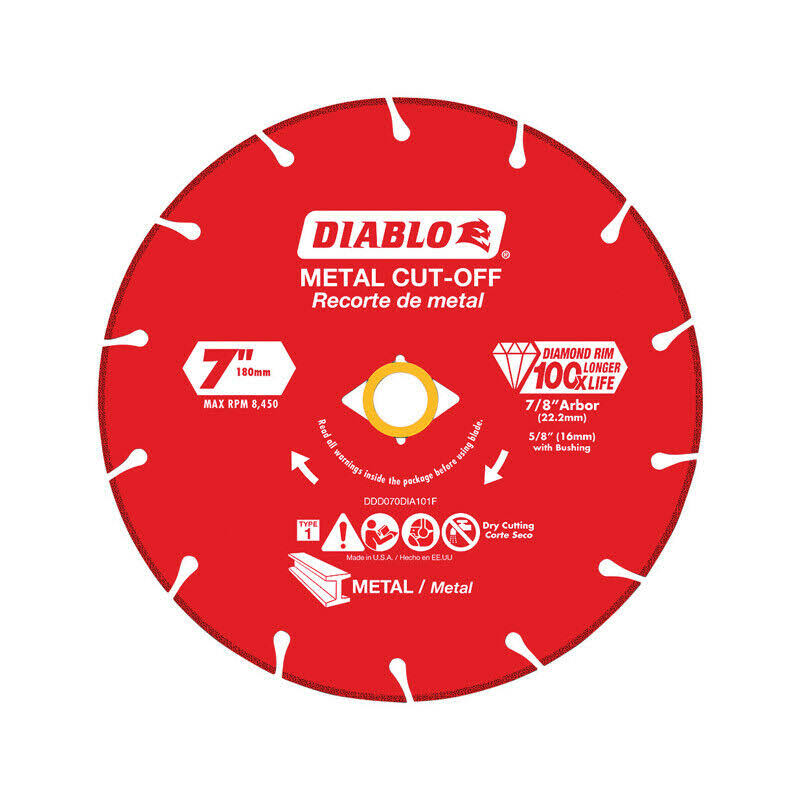 Diablo 7 in. Diamond Metal Cut-Off Wheel 0.065 in. x 7/8 in. 1 pk