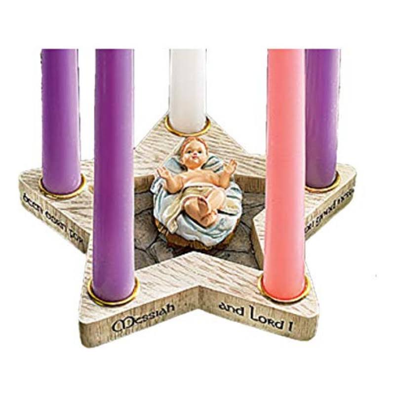 Star Shape Advent Wreath Candle Holder with Removable Infant Jesus Christ Christmas Decoration