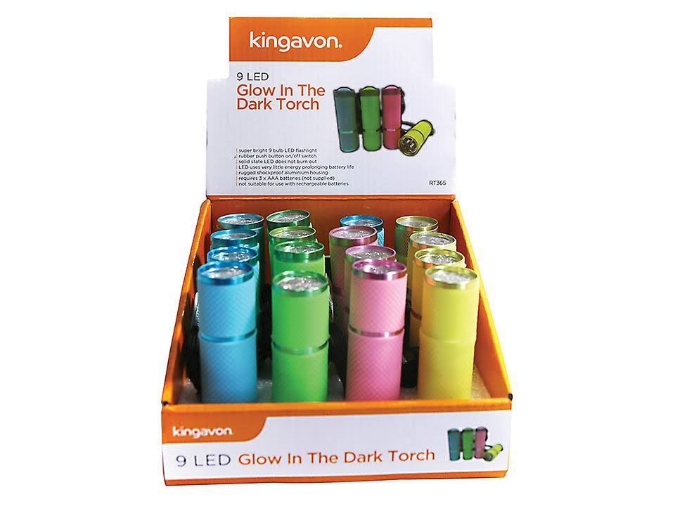 Kingavon 9 LED Glow In The Dark Torch - Assorted Colours