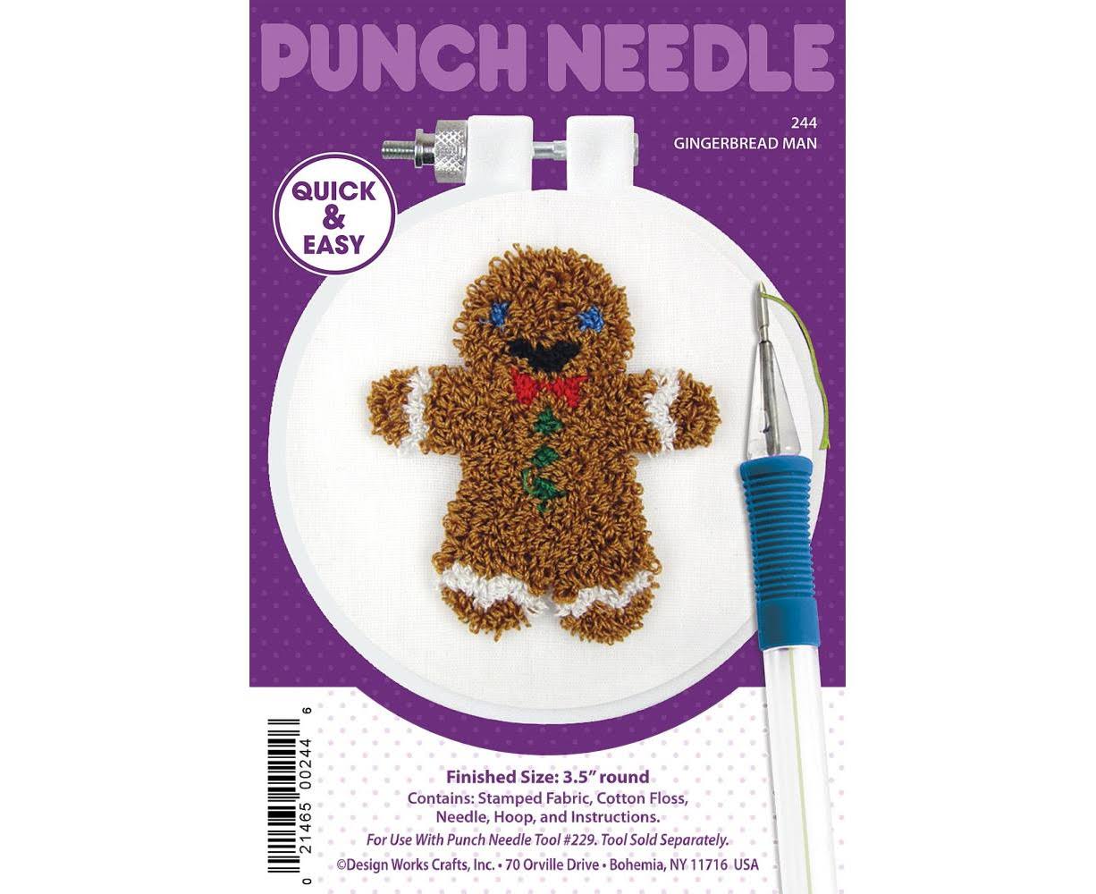 Design Works Punch Needle Kit 3.5" Round - Gingerbread*