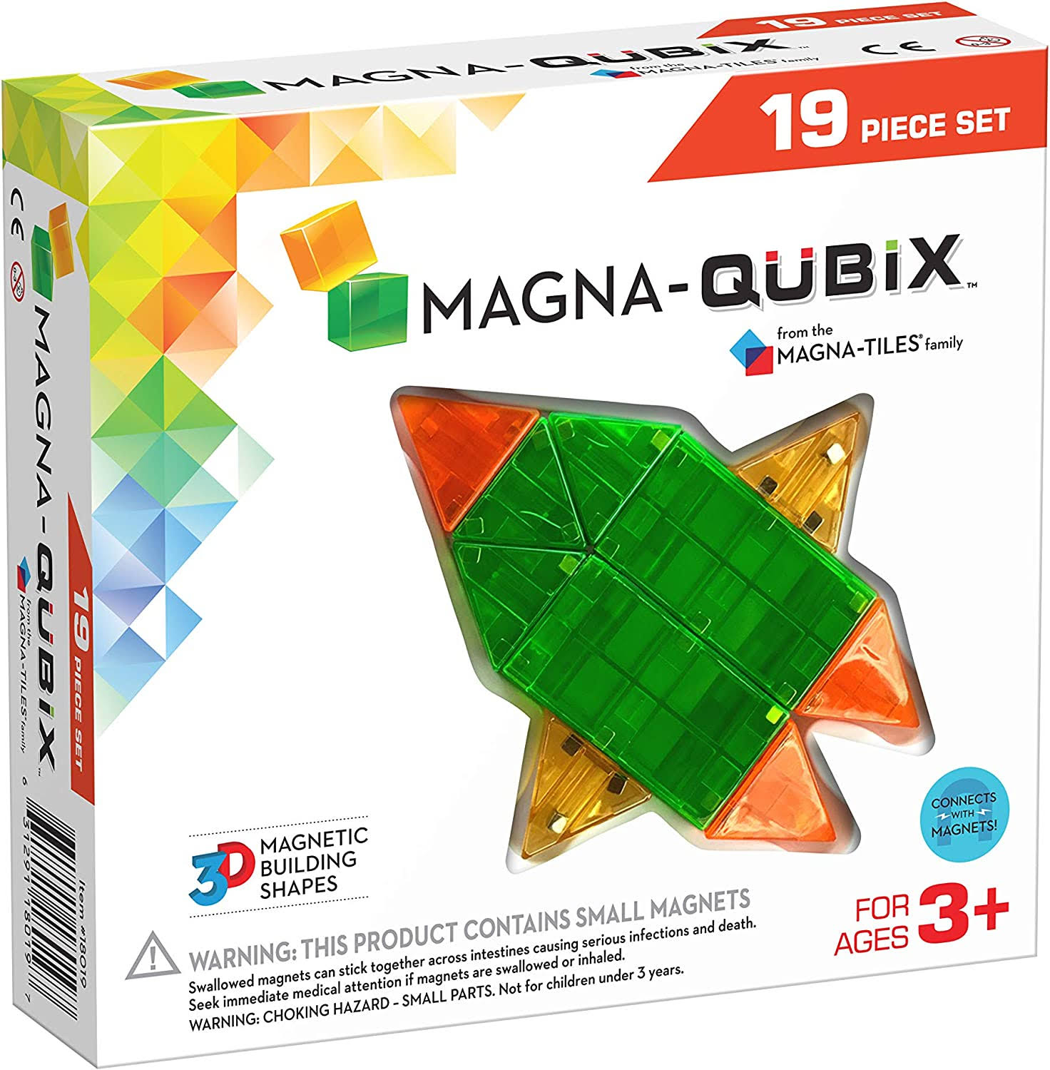 Magna-Qubix 19-Piece Set, The Original Magnetic Building Blocks for Cr