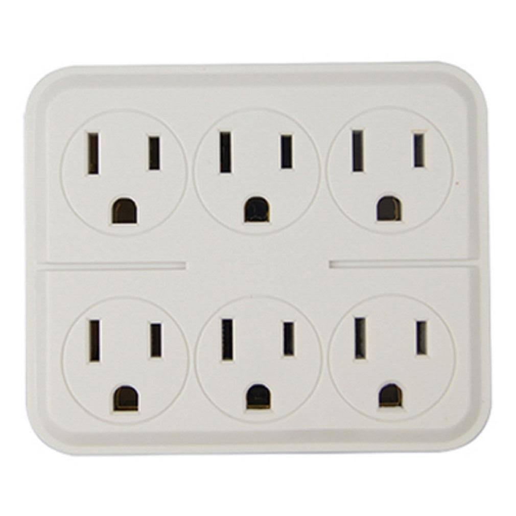 Master Electrician CT-027W Tap Extension - White 6 Outlet