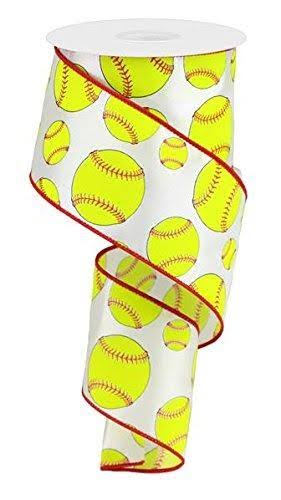 Expressions Softball Wired Edge Ribbon - 10 Yards (6.4cm ) | Sewing