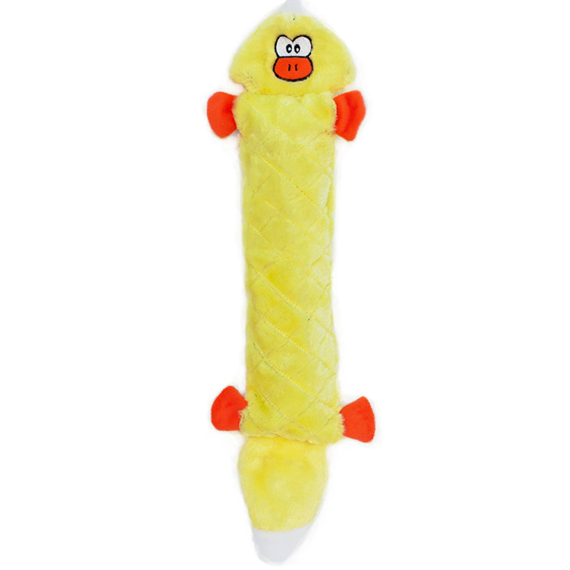 ZippyPaws Jigglerz Squeaky Plush No Stuffing Dog Toy - Duck