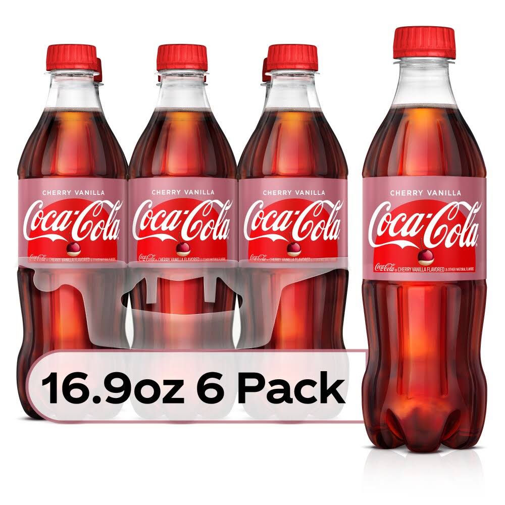 Coca-Cola Cola, Cherry Vanilla - 6 pack, 500 ml bottles