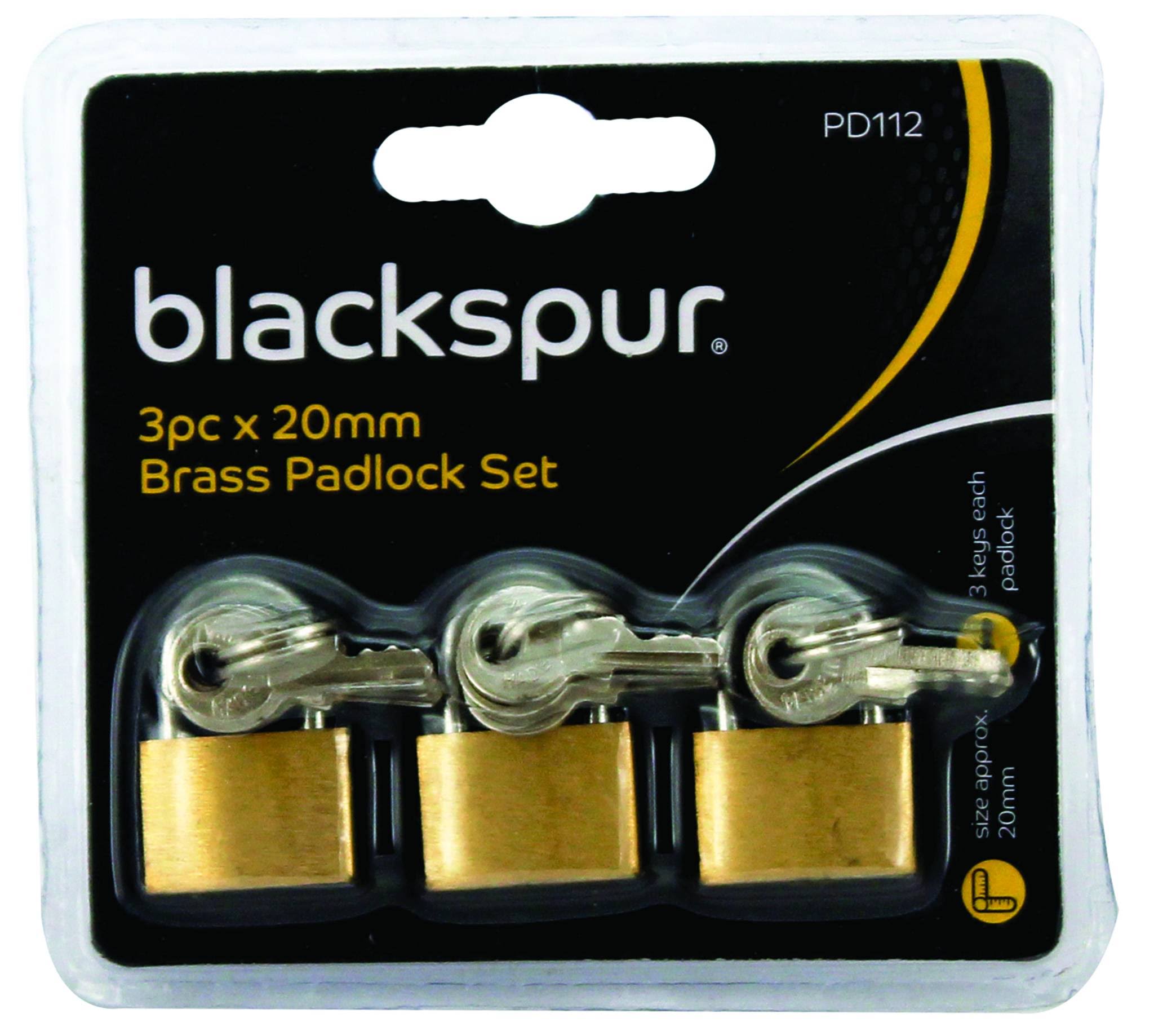 Blackspur 3 x 20mm Brass Padlock