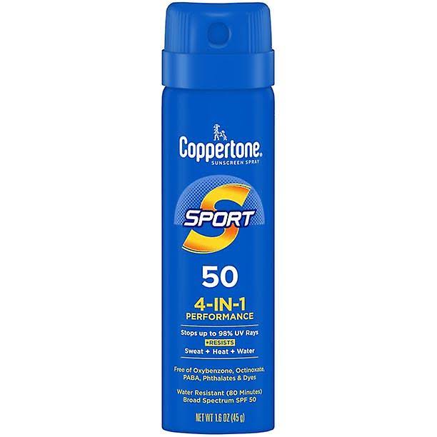 Coppertone Sport Sunscreen Spray, SPF 50 Spray Sunscreen, 1.6 Oz