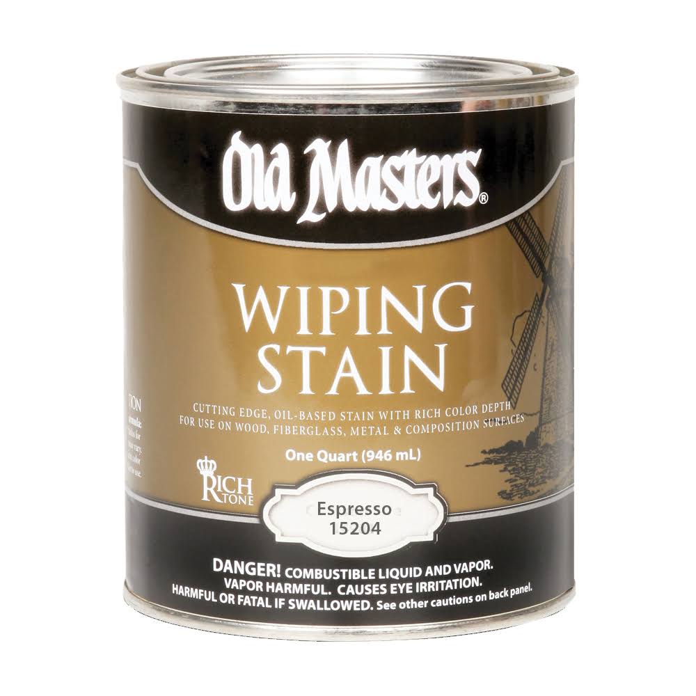 Old Masters 15204 Wiping Stain, Clear, Espresso, Liquid, 1 qt