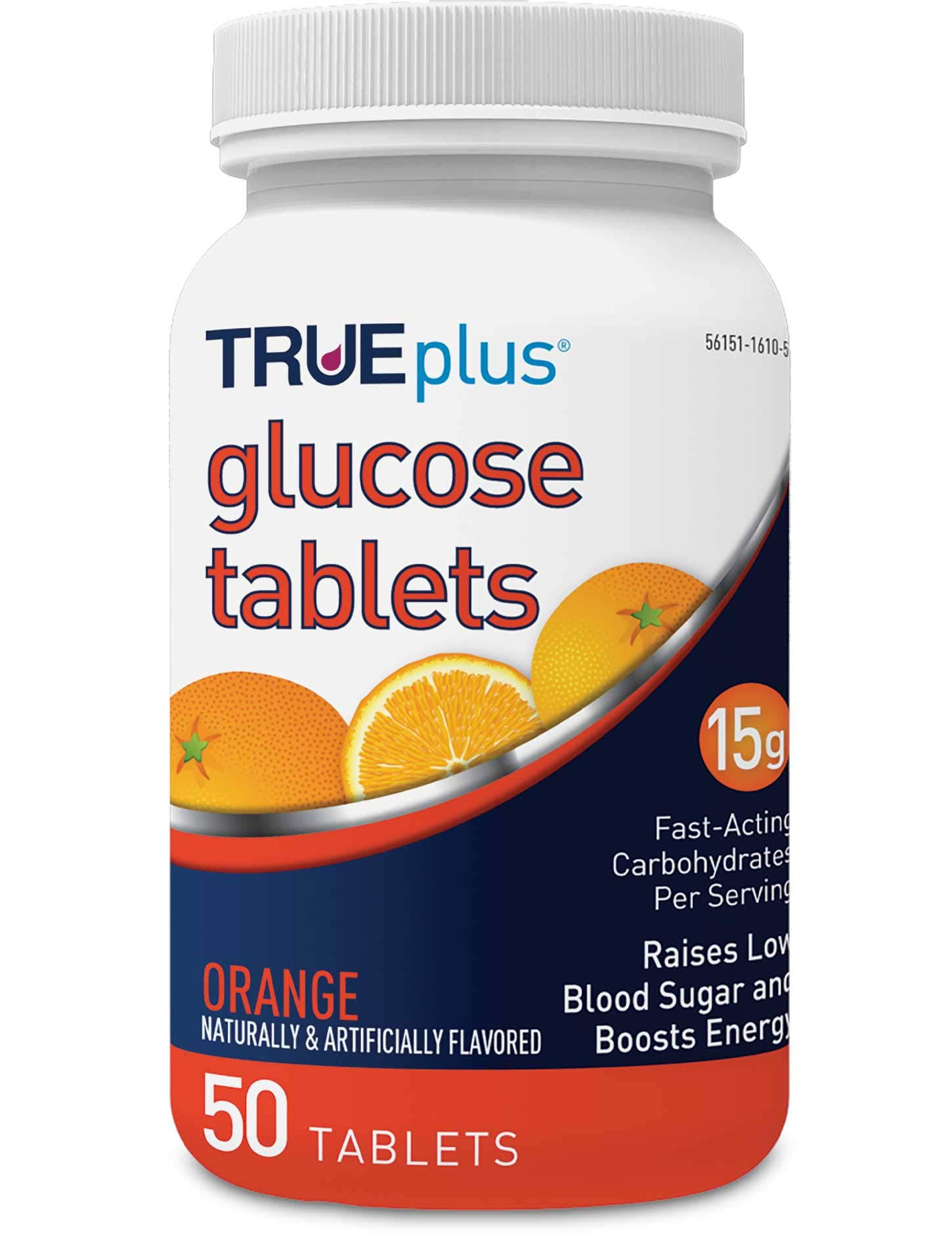 TRUEplus Glucose Tablets, Orange - 50ct