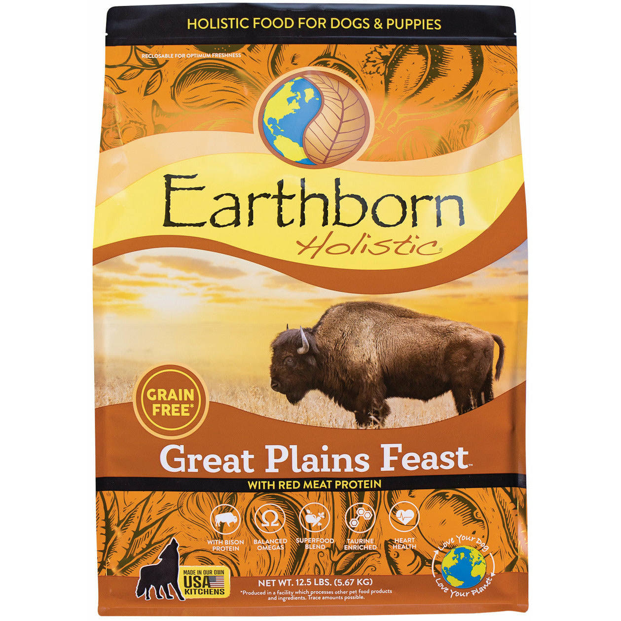 Earthborn Holistic Great Plains Feast Grain Free Natural Dog Food 12.5-lb