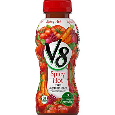 V8 Spicy Hot 100% Vegetable Juice, 12 Fl Oz Bottle Pack Of 12