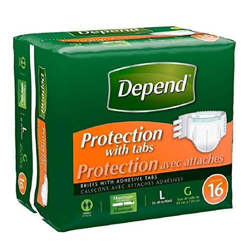 Depend Protection Briefs with Tabs - Large, 16ct