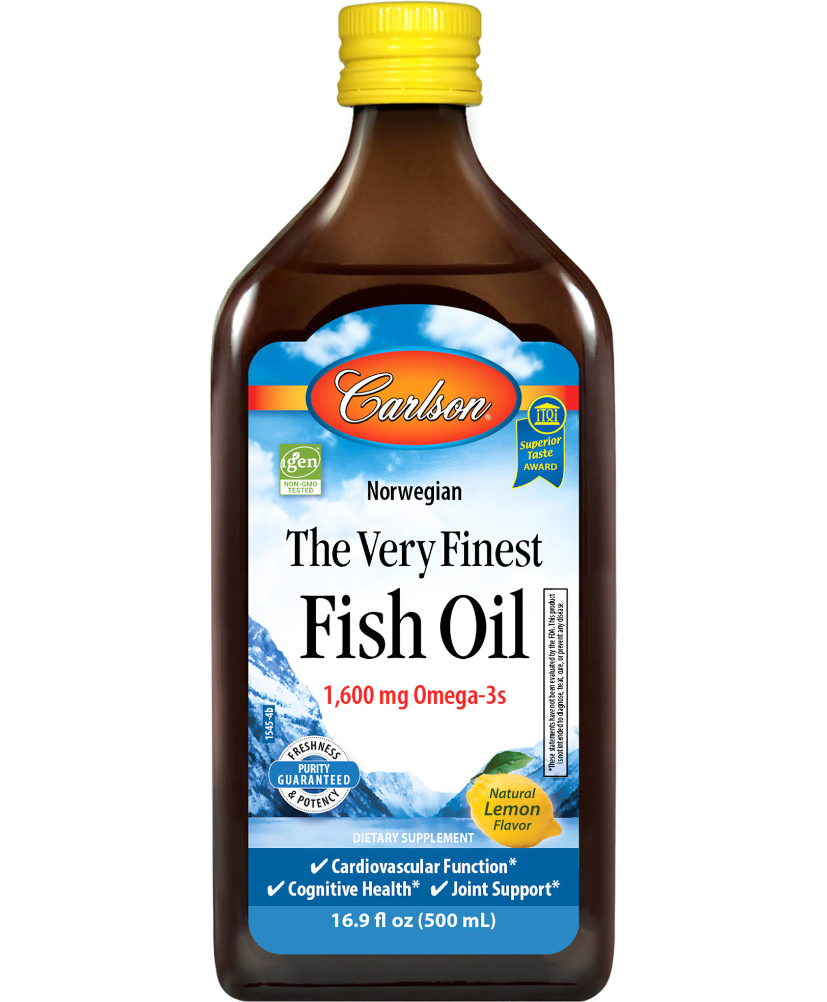 Carlson Labs Very Finest Fish Oil Liquid, Lemon - 500 ml bottle