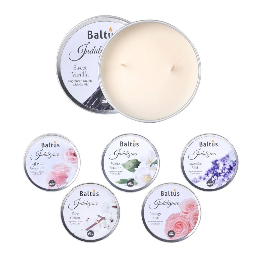 Baltus Indulgence 2 Wick 25 Hour Candle Assorted Scents