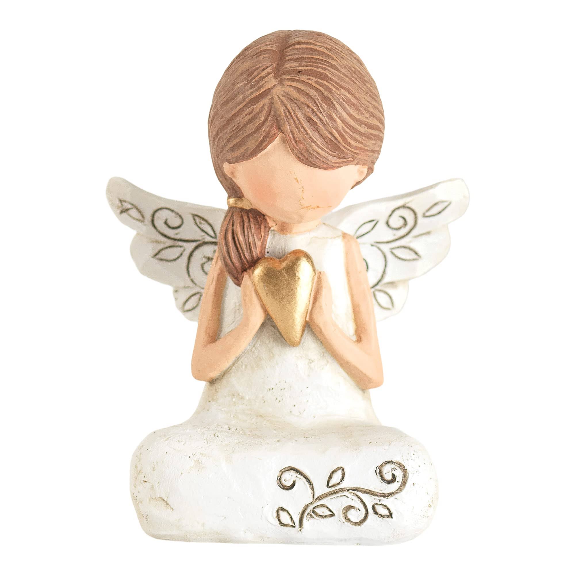 Dicksons Weathered White Angel with Heart 3 x 2.25 Resin Decorative Tabletop Figurine