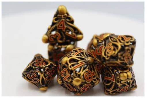 Foam Brain Games Dice Hollow Poly Set - Mind Eater, Gold (7) New