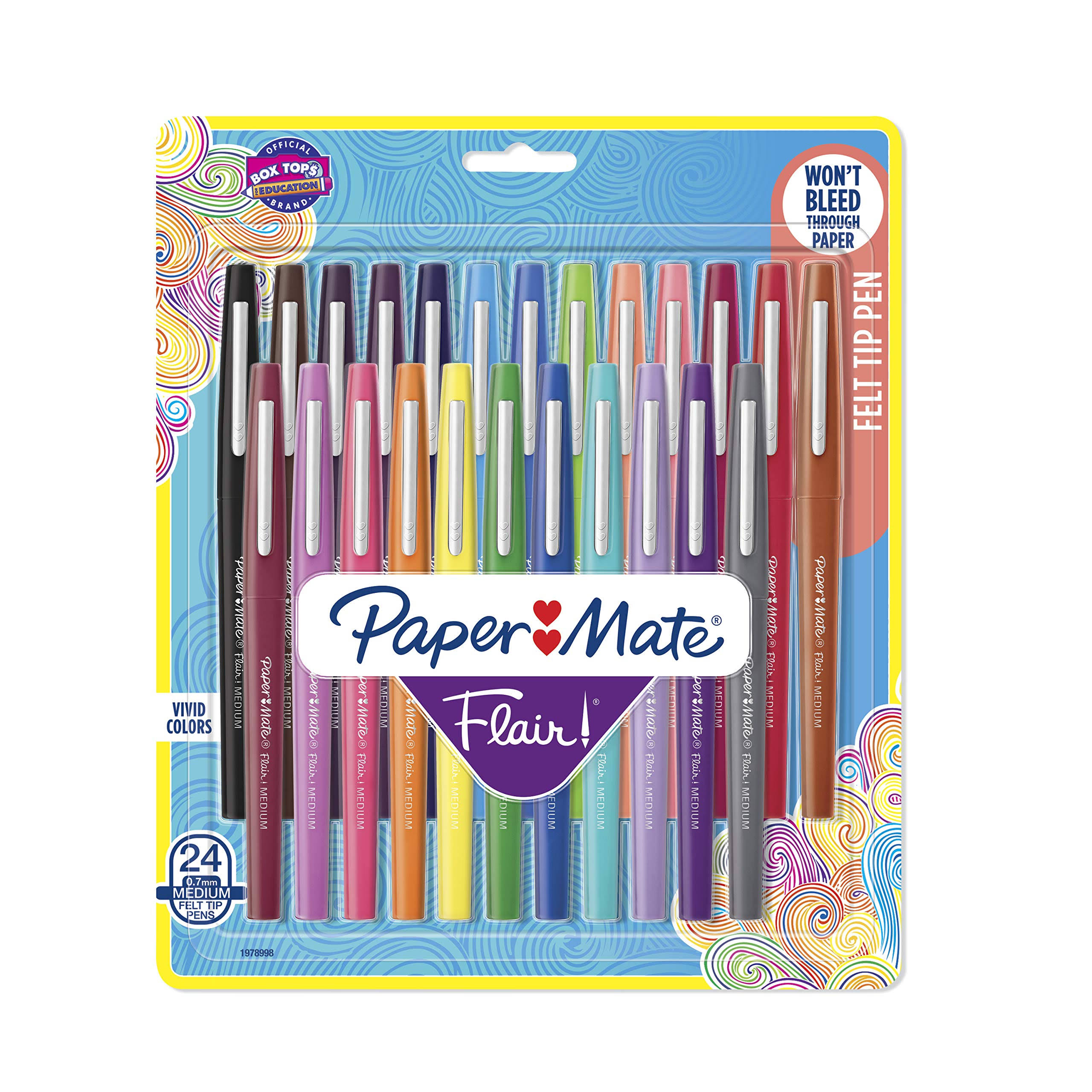 Paper Mate Flair Felt Tip Pens, Medium Point (0.7mm), Assorted Colors,