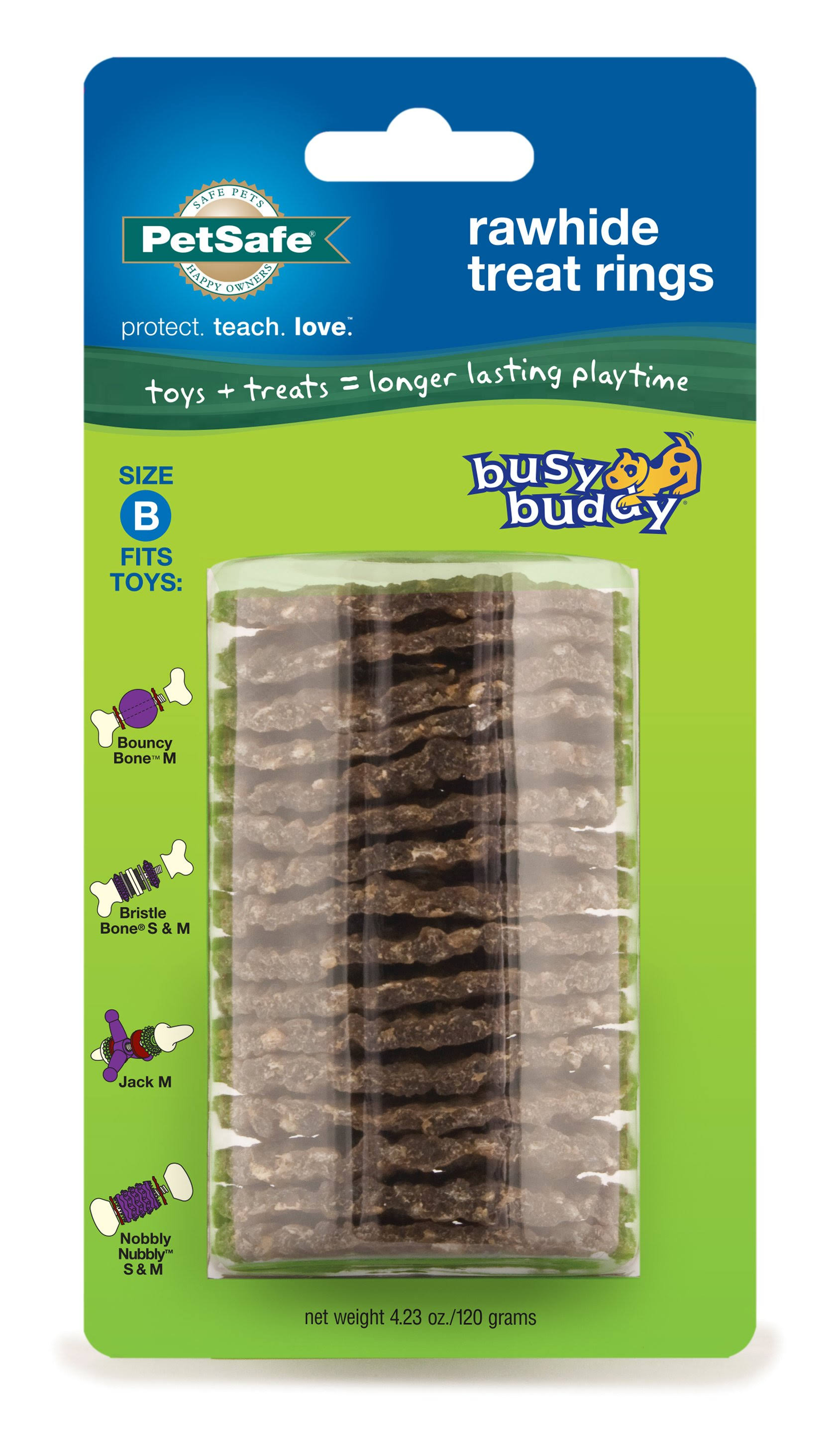 Petsafe Premier Busy Buddy Gnawhide Refill Ring Dog Treats - for Bristle or Bouncy Bones, Rawhide