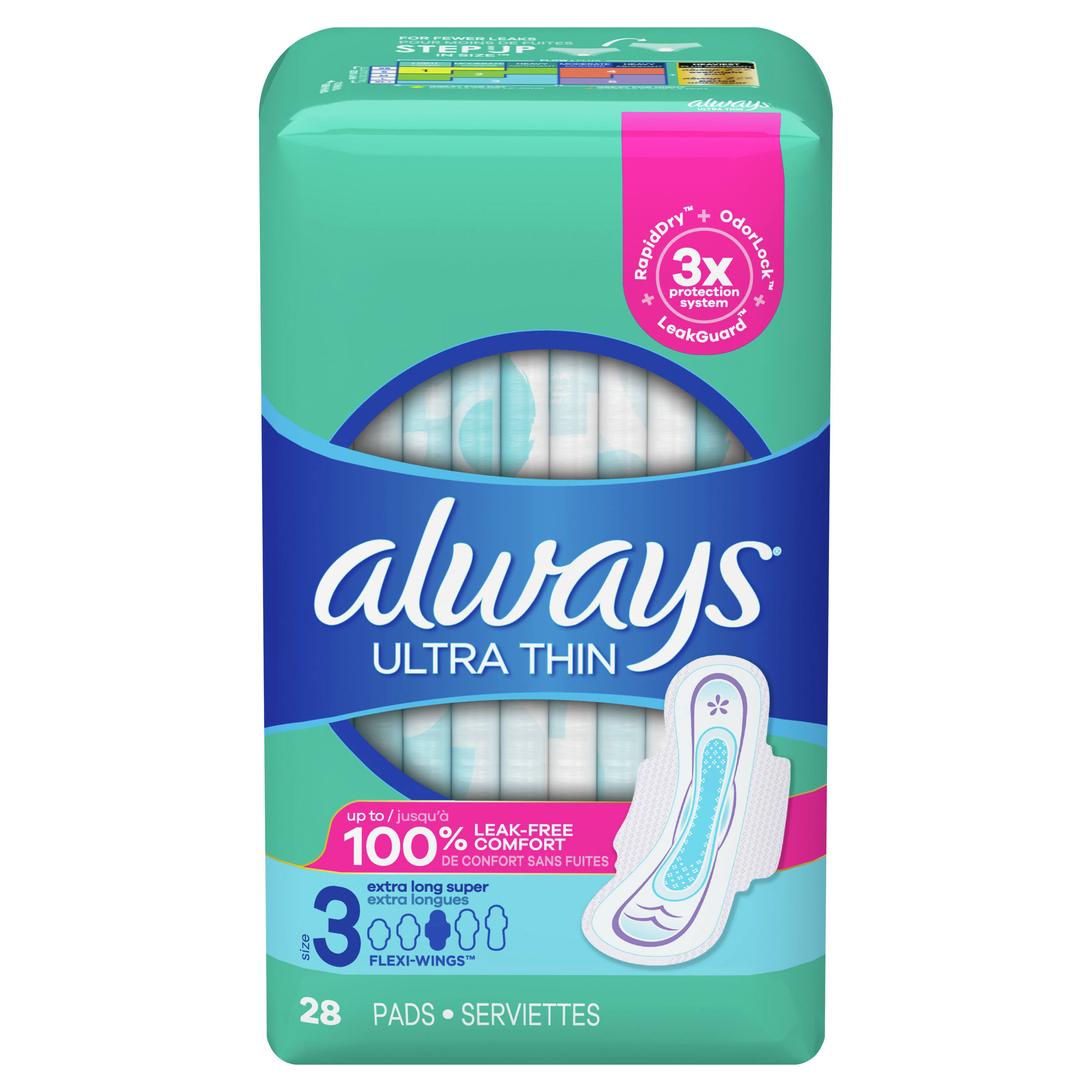 Always Ultra Thin Pads - 28 Pads, Size 3