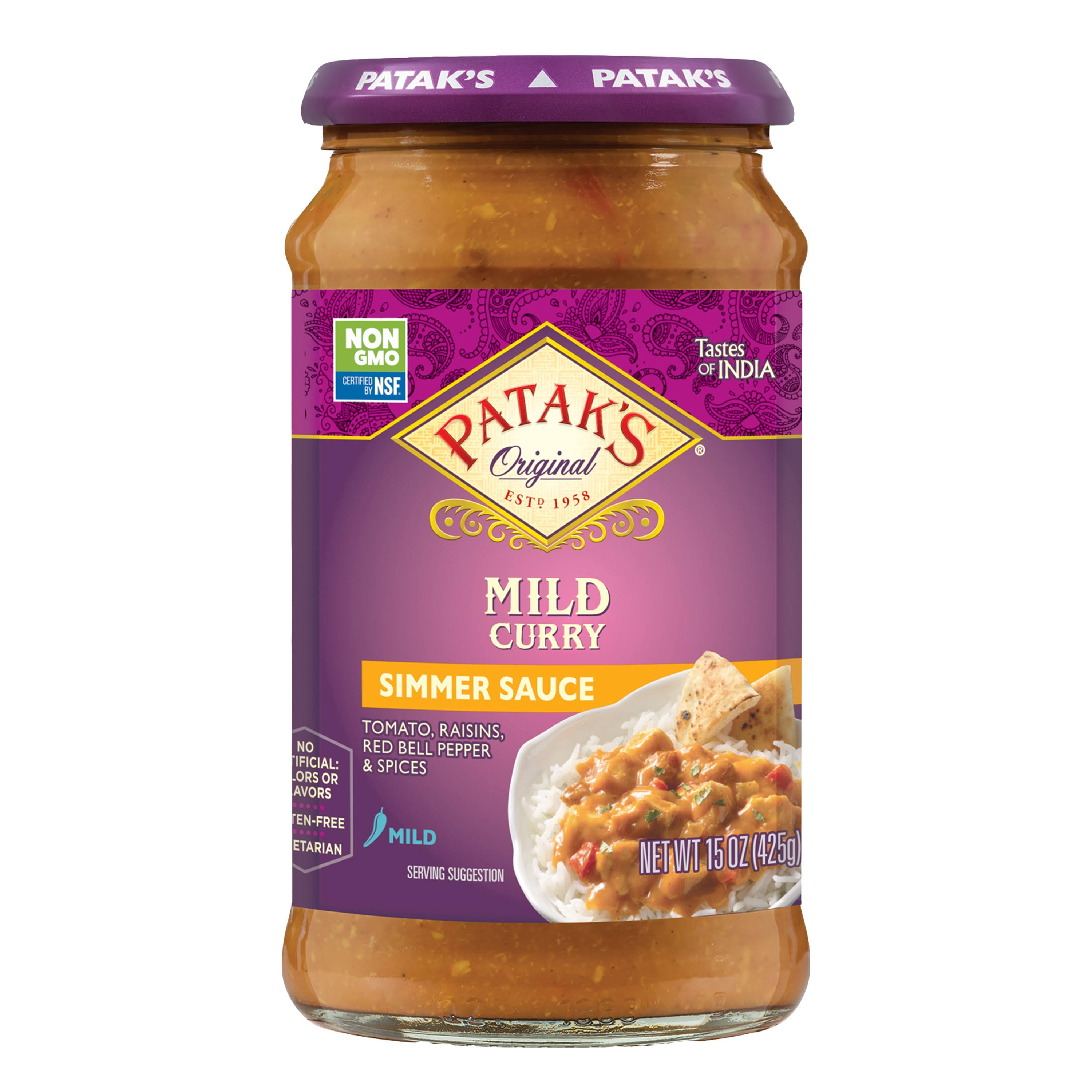 Pataks Simmer Curry Sauce - Mild, 15oz
