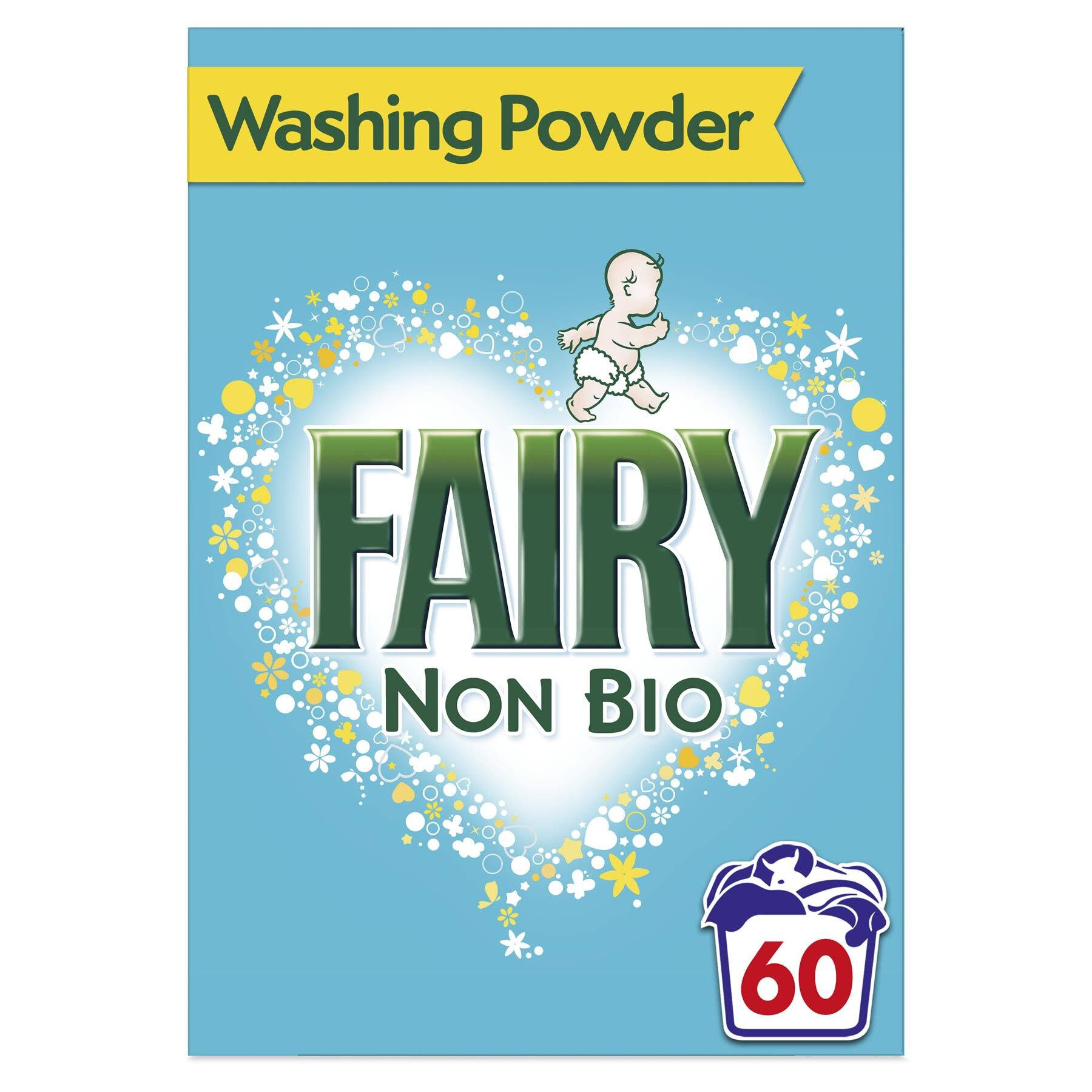 Fairy Non Bio Washing Powder Laundry Detergent for Sensitive Skin, XXL 60 Washes