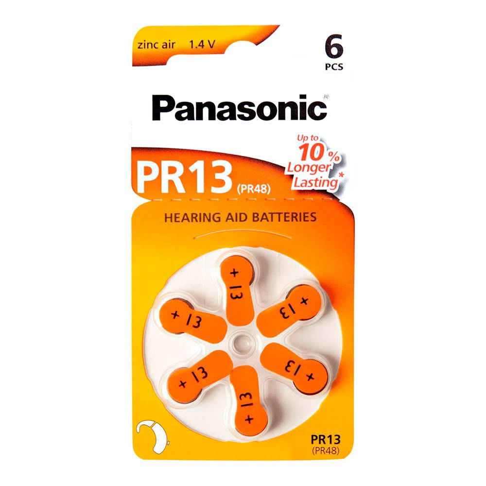 Panasonic PR13 Zinc Air Hearing Aid Batteries - 14V, 6pcs