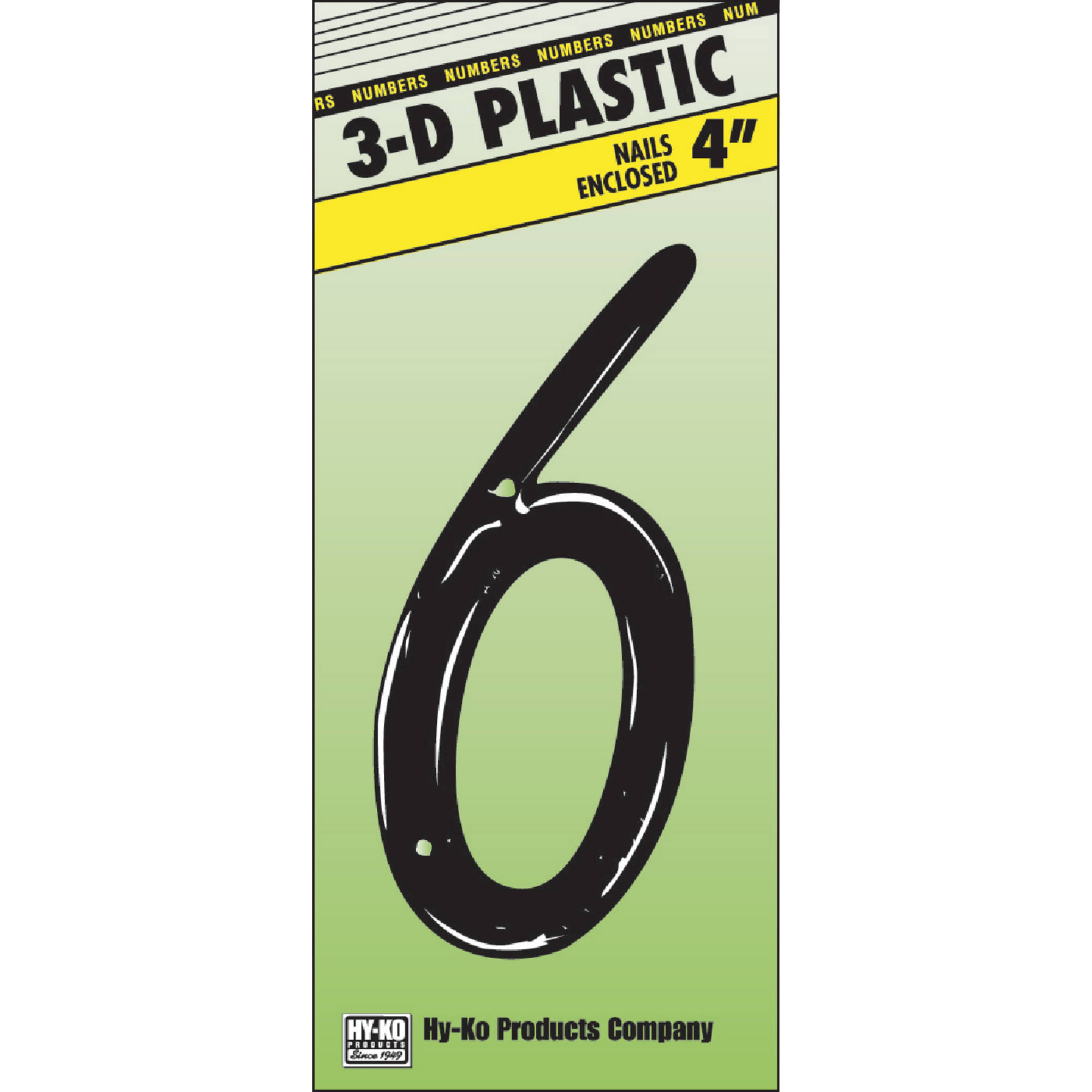 Hy-ko Products House Number 6 Plastic - 4", Black