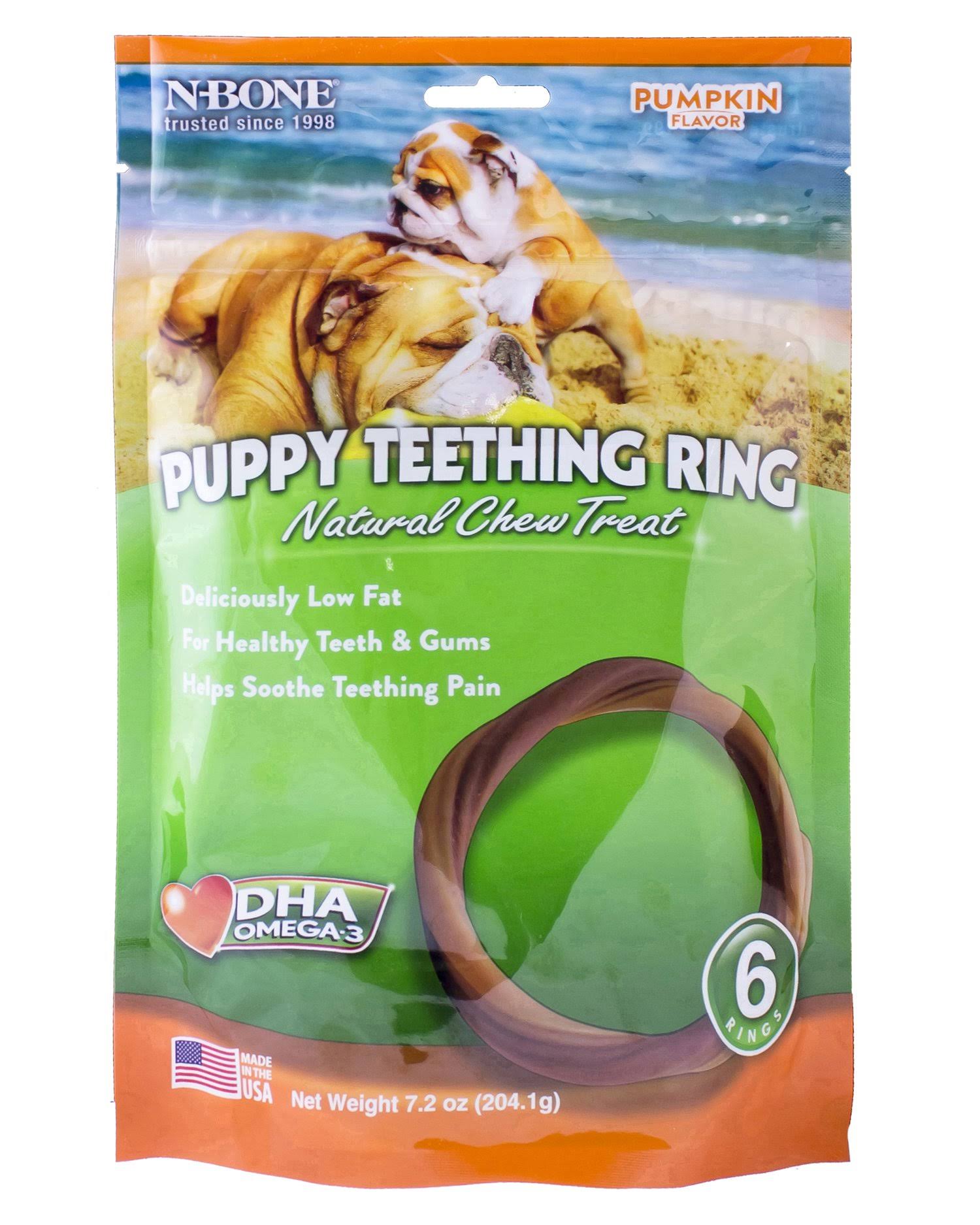 N-Bone Puppy Teething Ring - Pumpkin, 6 Pack