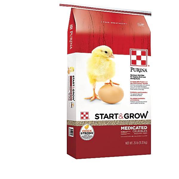 Purina Start & Grow Starter/Grower Medicated Feed Crumbles, 25 lb., 3003343-303