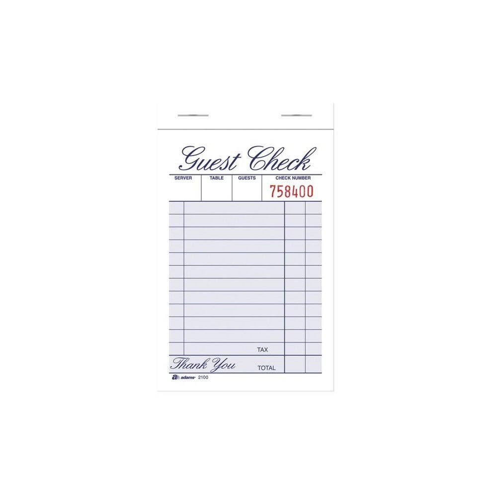 Tops Products 1447106 3.34 x 4.94 in. Single Part Guest Check Pad, White - Pack of 12