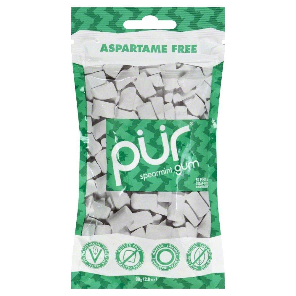 Pur Gum Sugar Free Chewing Gum, Spearmint - 55 count, 2.72 oz packet