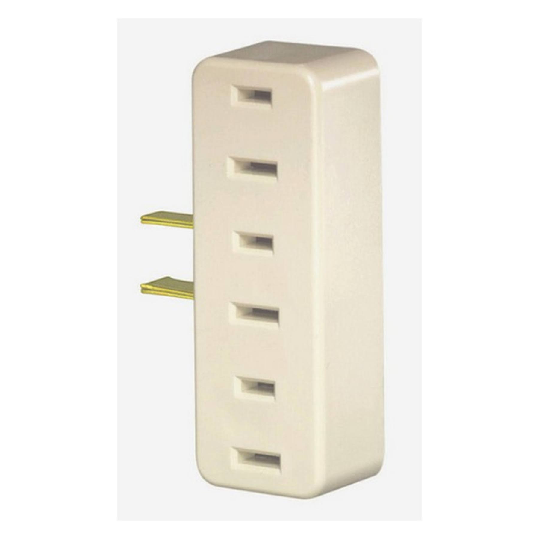 Leviton 001-65-I Ivory Triple Tap Plug-In Outlet Adapter, Beige Off-White