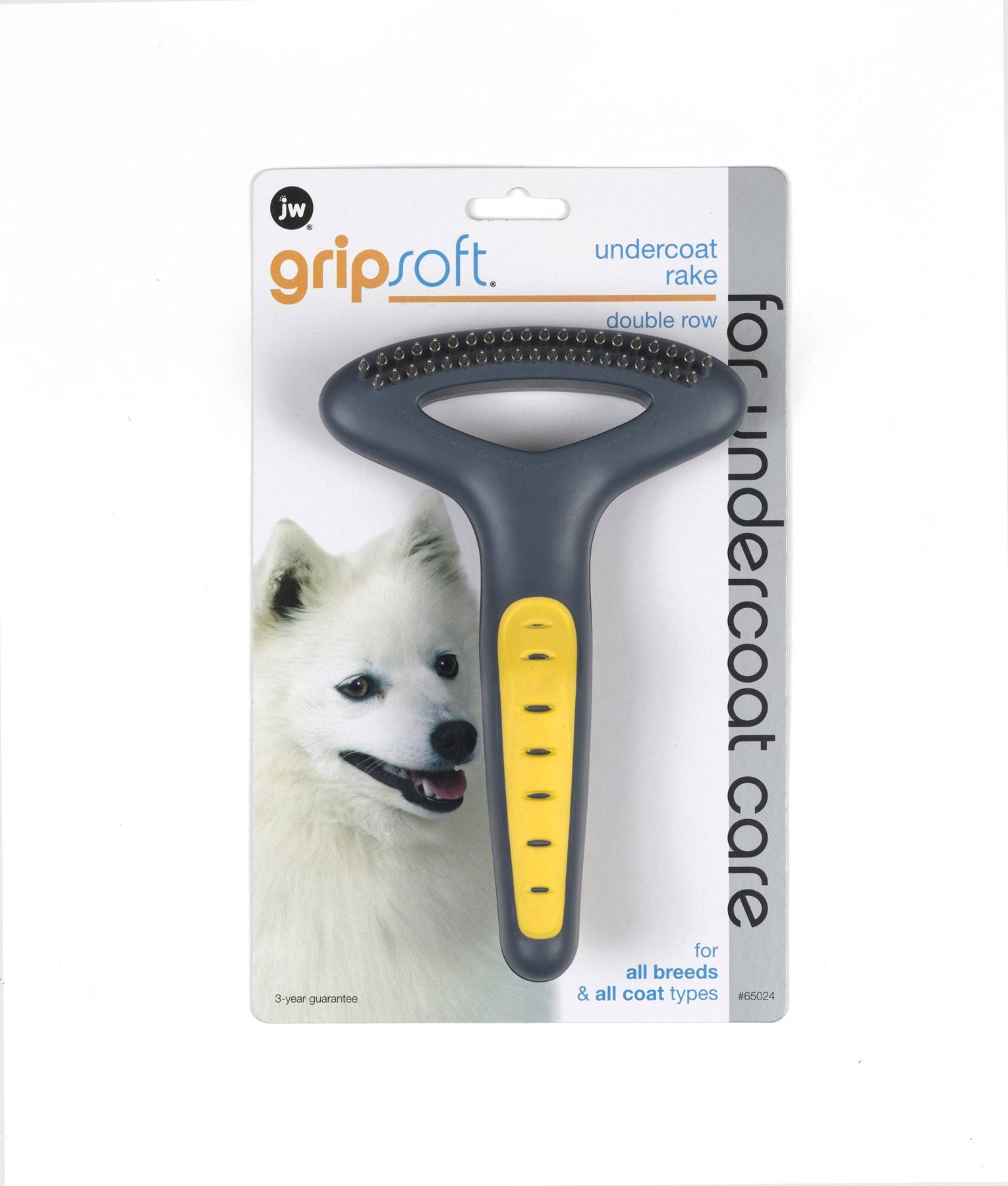 GripSoft Double Row Undercoat Rake Dog Brush