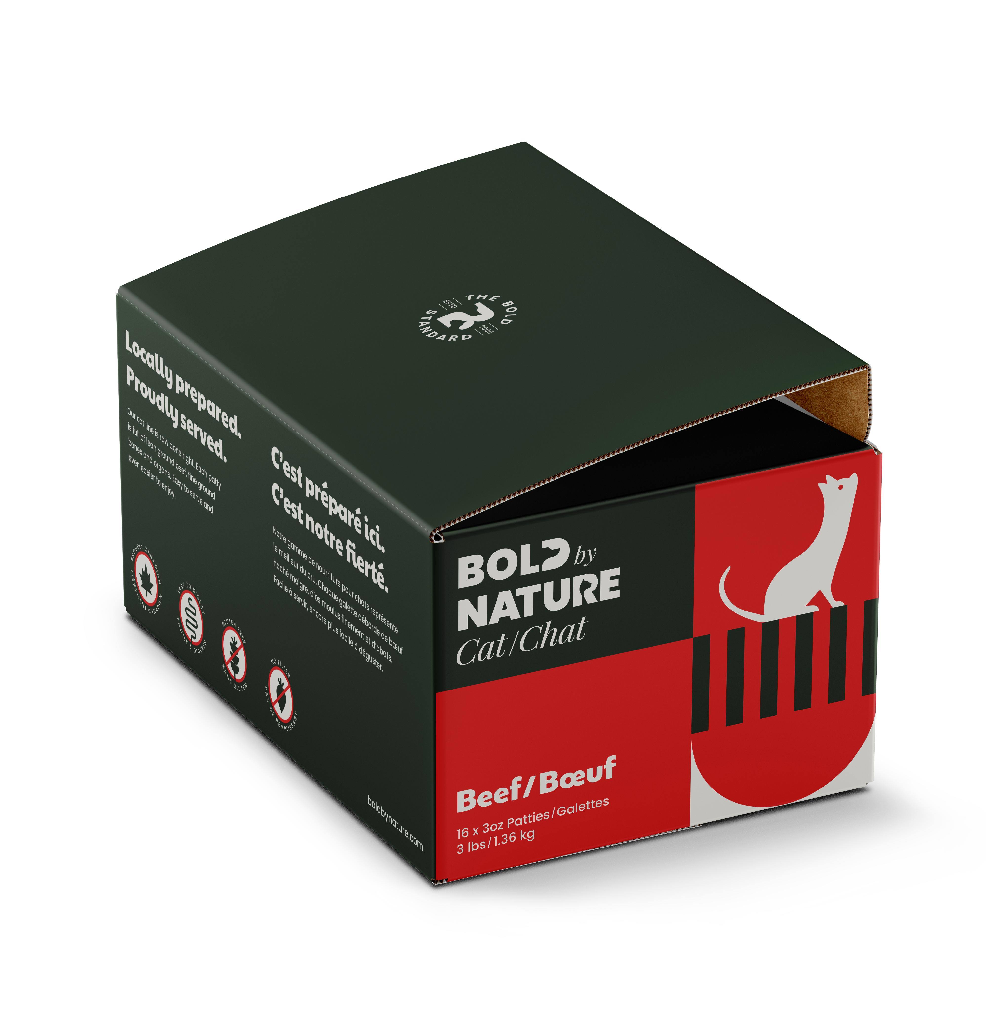 Bold By Nature Bold Raw Cat Beef 3lb (Patties)