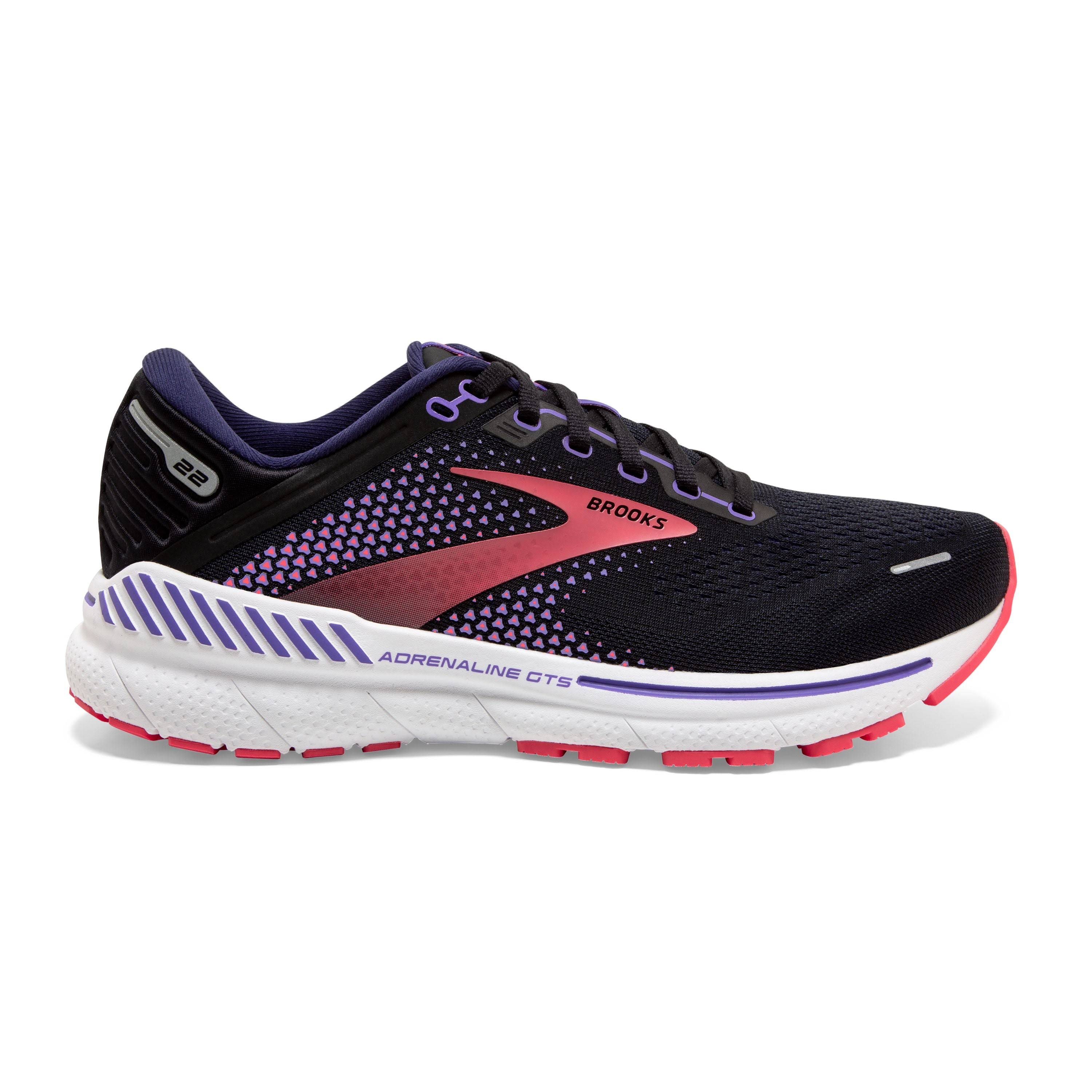 Brooks Adrenaline GTS 22 Black/Purple/Coral Women's Running Shoes, Size: 11.5