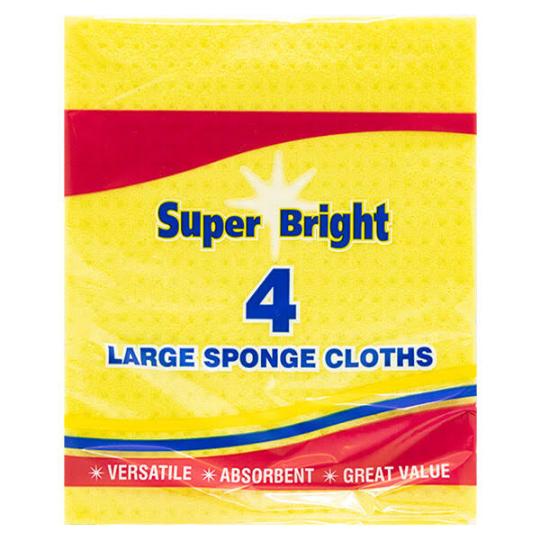 Super Bright 4 Large Sponge Cloths
