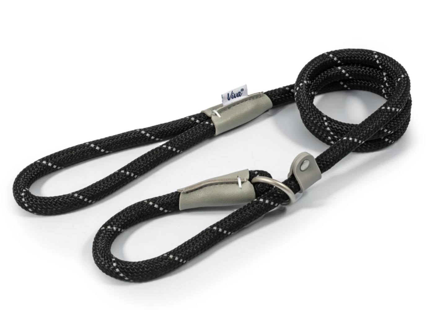 New Ancol Luxury Viva Black Nylon Dog Rope Slip lead 12mm X 150cm