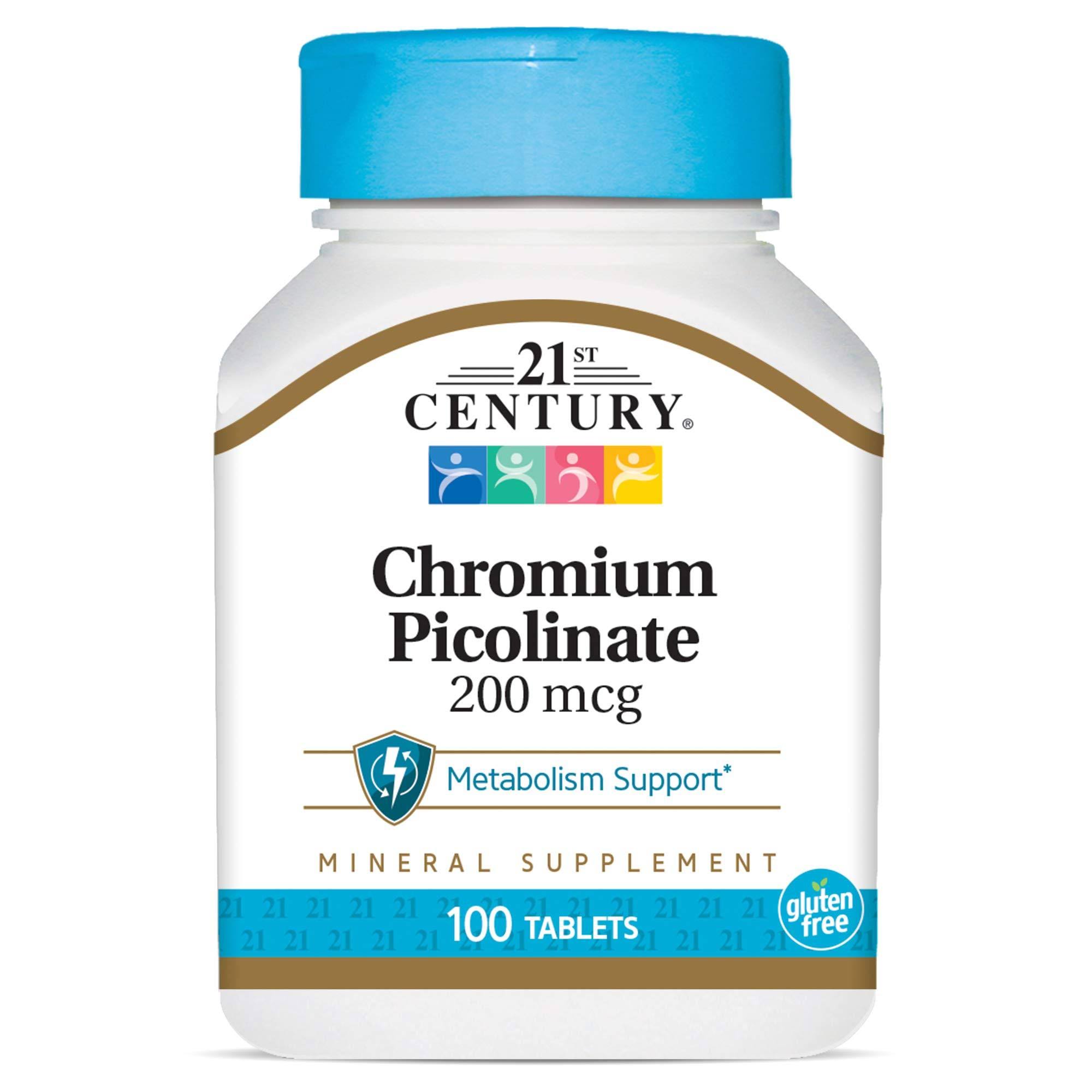 21st Century Chromium Picolinate Vitamin Tablets - 100ct, 200 mcg