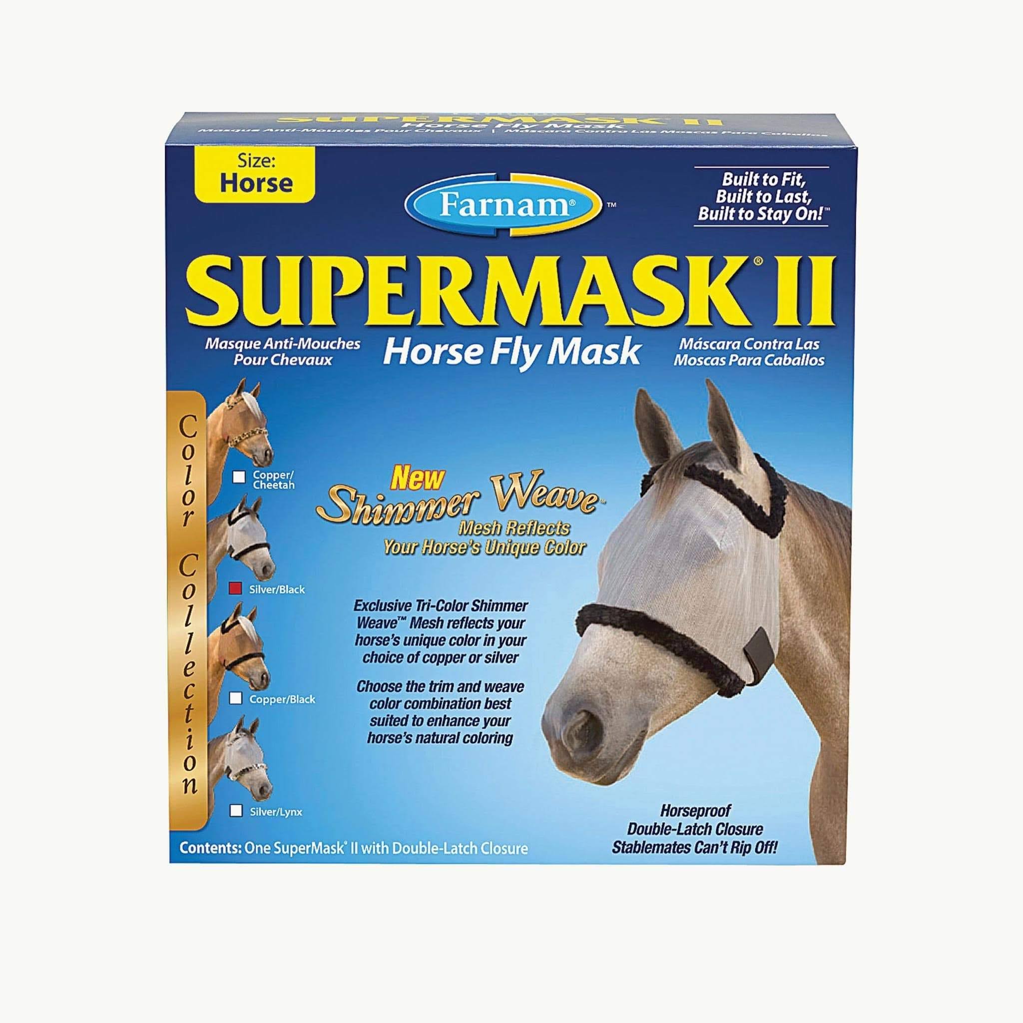 Farnam Supermask II Horse Fly Mask - Silver/Black