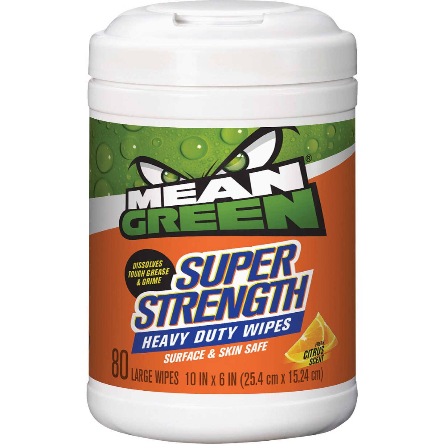 Mean Green Super Strength Series Heavy-Duty Cleaning Wipes 10 in L 6 in W Fresh Citrus - pack of 80 73157