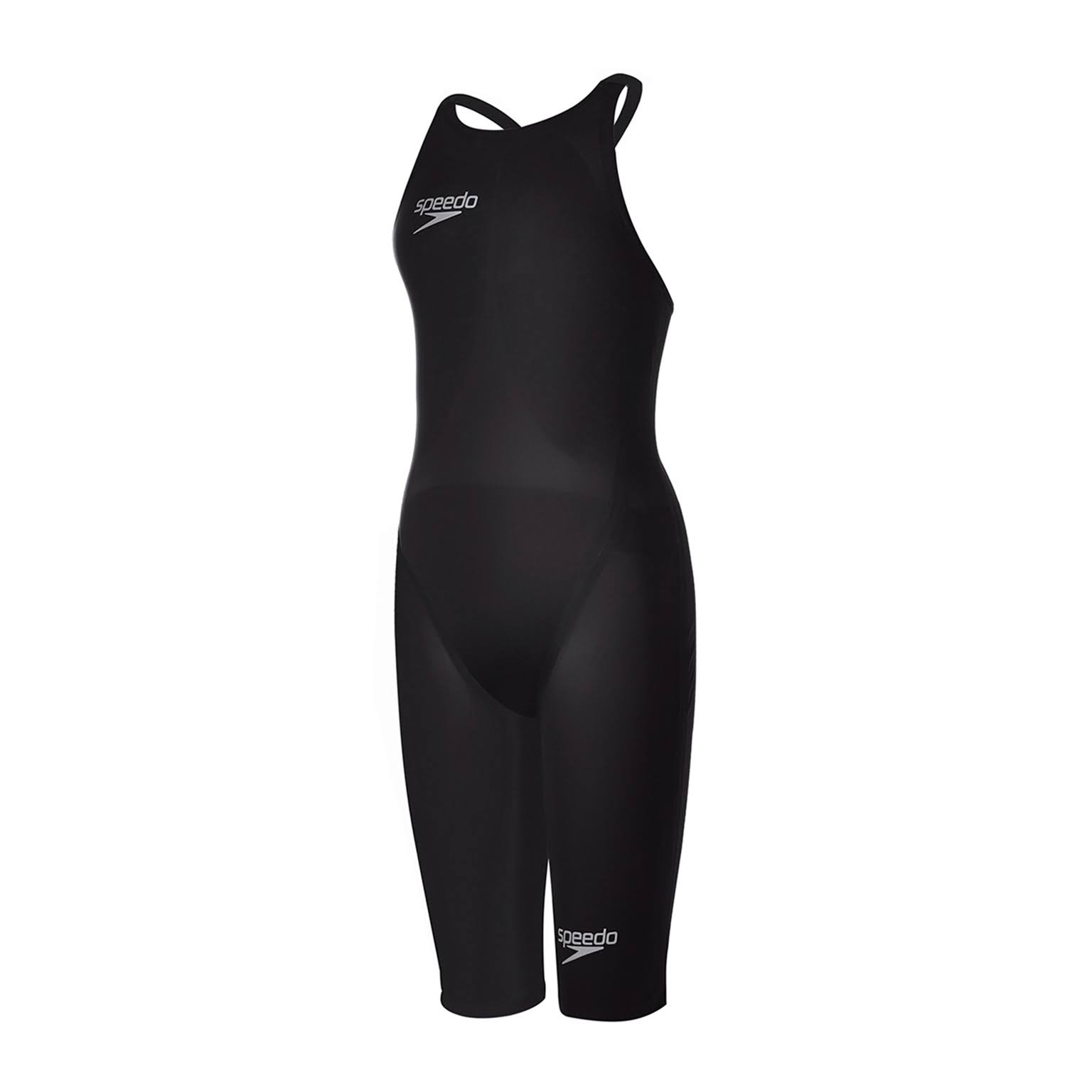 Speedo Women's Fastskin LZR Pure Valor Open Back Kneeskin Tech Suit Swimsuit - Black 30 | Nylon/Lycra - Swimoutlet.com
