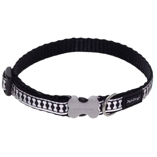 Red Dingo Reflective Safety Dog Collar - Black, Small