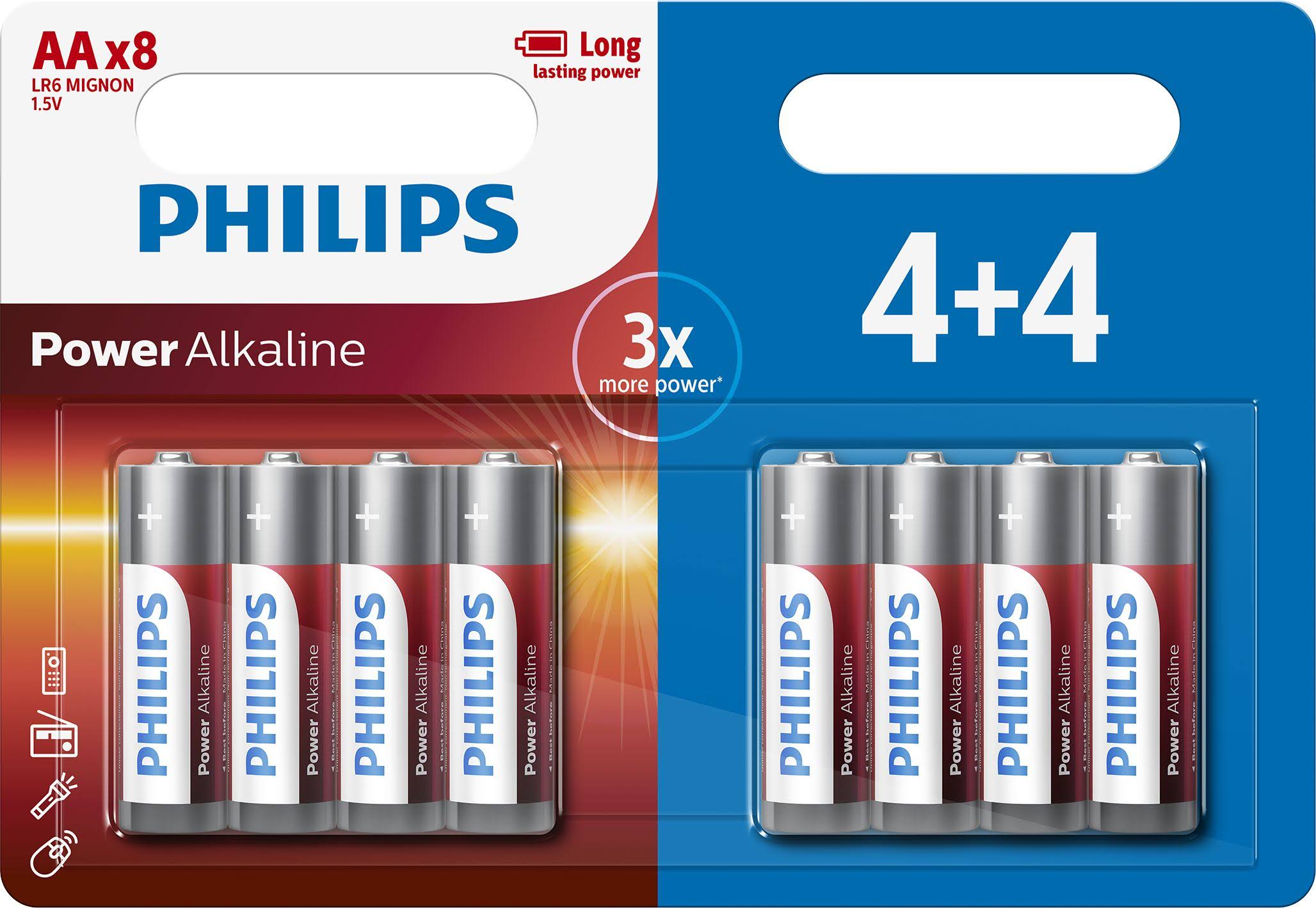 Phillips Ultra Alkaline AA LR6 Batteries 8 Pack - Multi