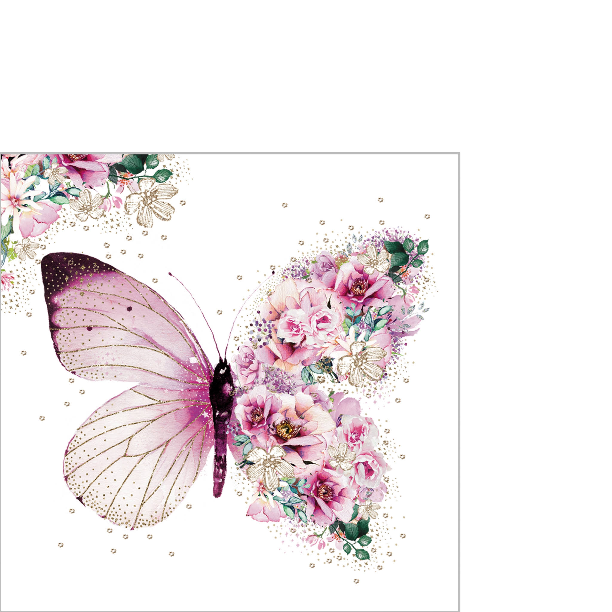 Napkins 25x25 cm - Butterfly Flowers 25x25 cm