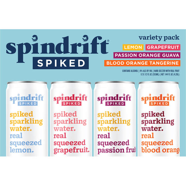 Spindrift Sparkling Water, Spiked, Variety Pack - 12 pack, 12 fl oz cans