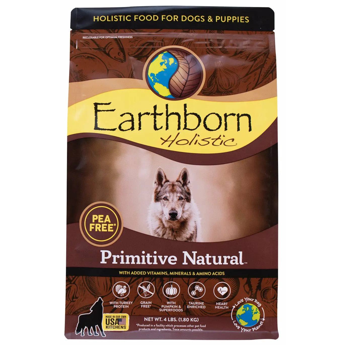 Earthborn Holistic Grain Free Primitive Natural Dog Food 14 lbs, 4 lb