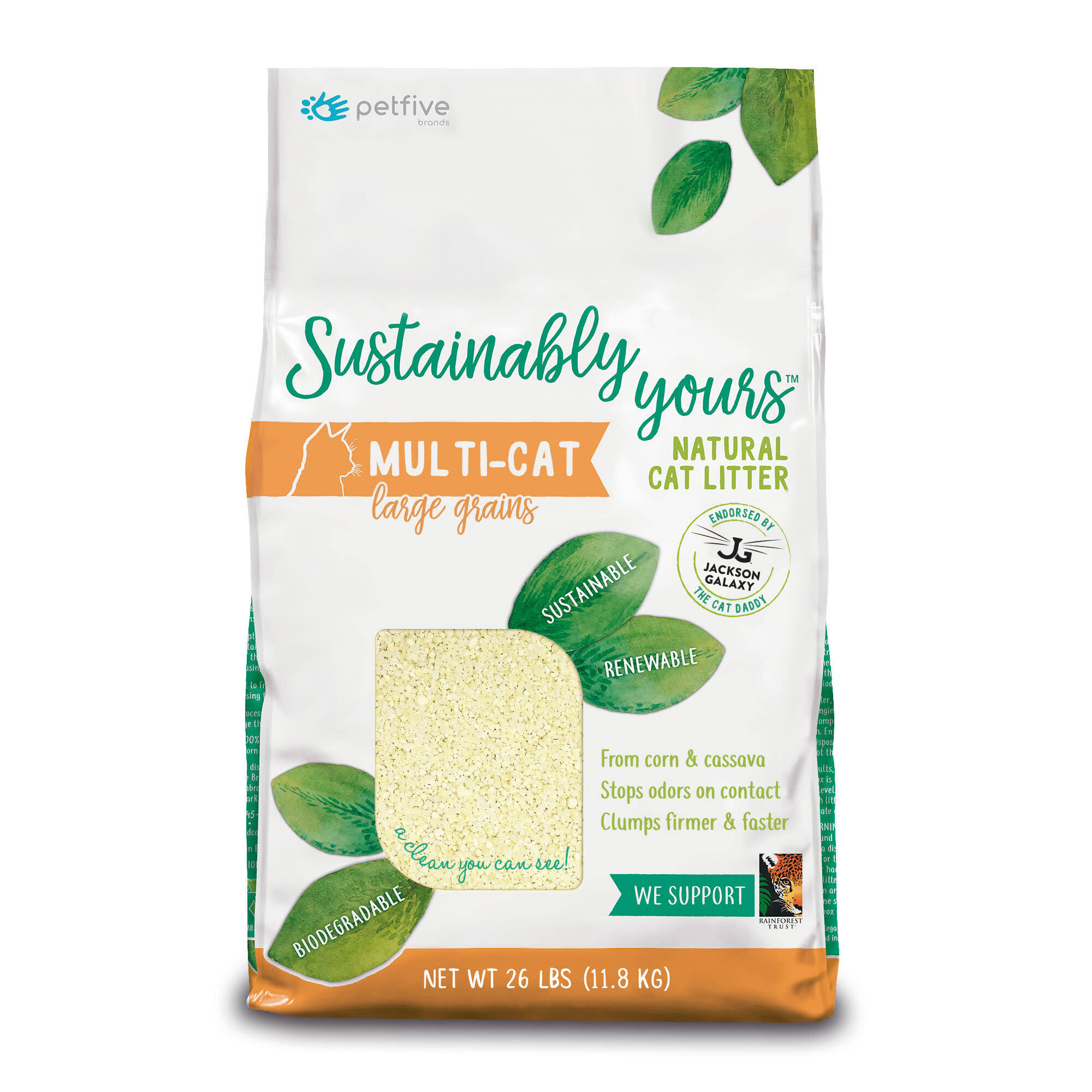 Sustainably Yours Multi-Cat Large Grains from Corn & Cassava Natural Litter, 26 lbs.