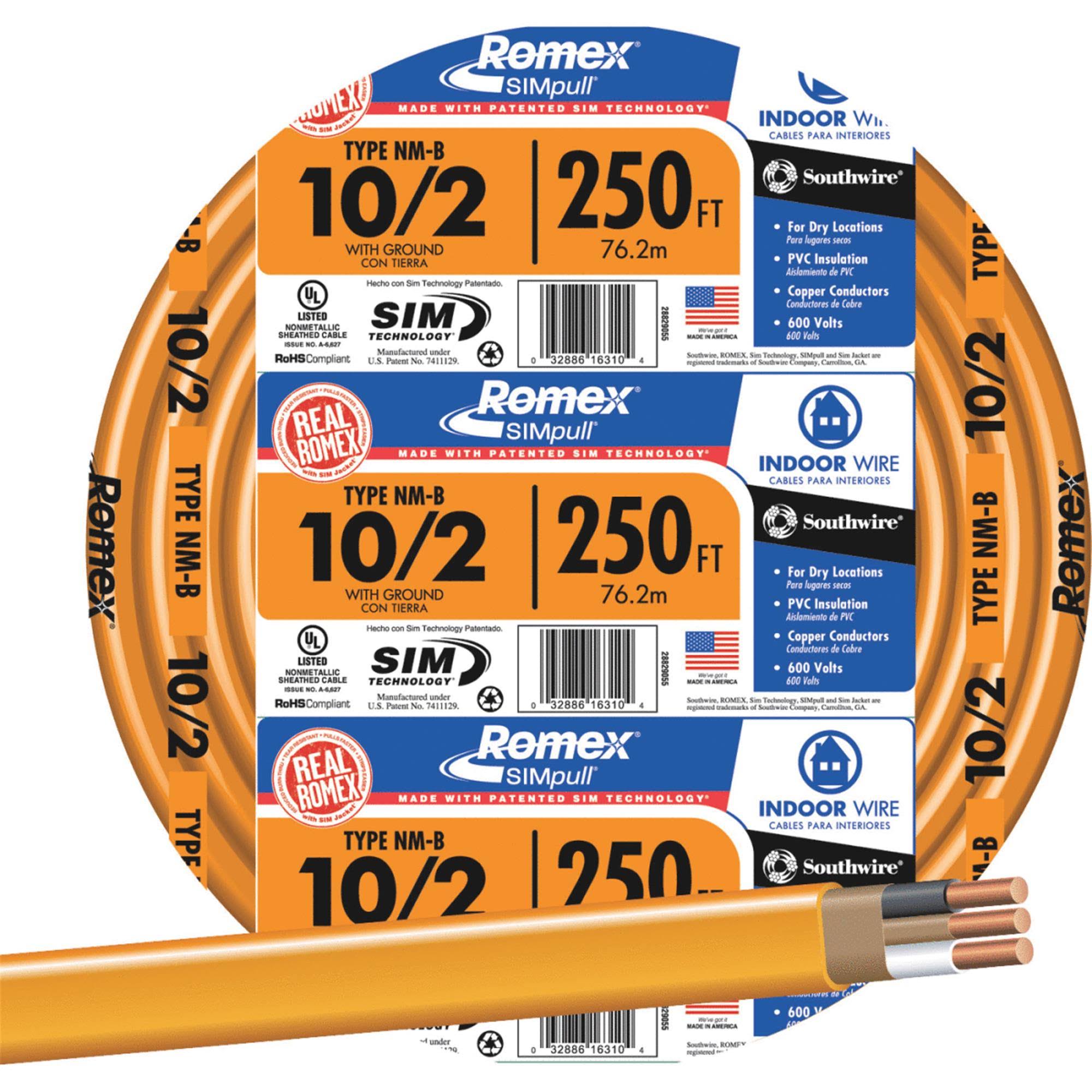 Romex Solid SIMpull NM-B W/G Wire - 250', 10/2